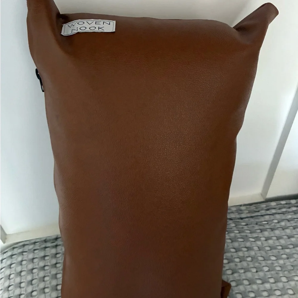 Faux Leather Accent Pillow